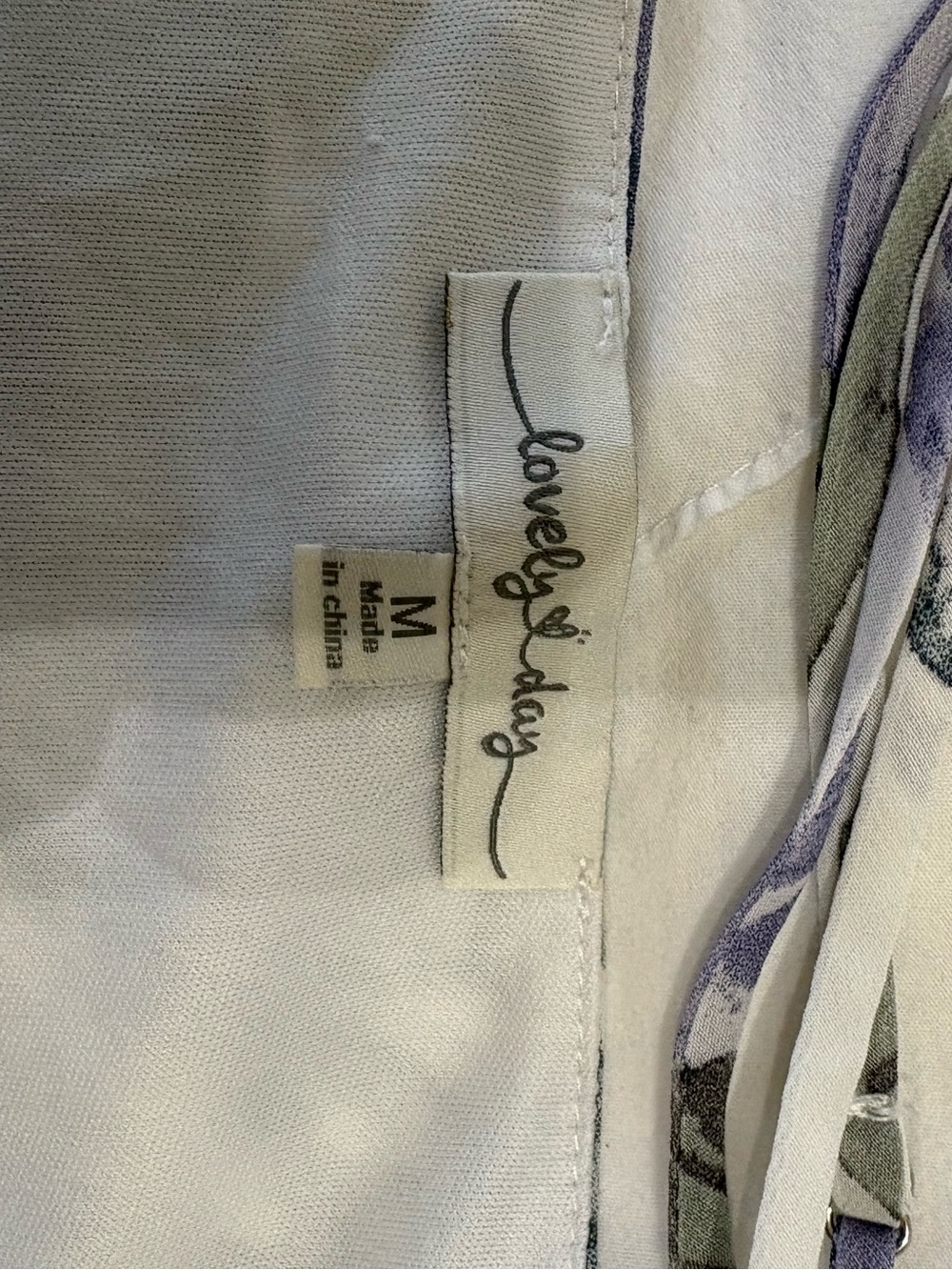Lovely Day White Dress with Lavender and Sage Floral Print - Picture 3 of 4